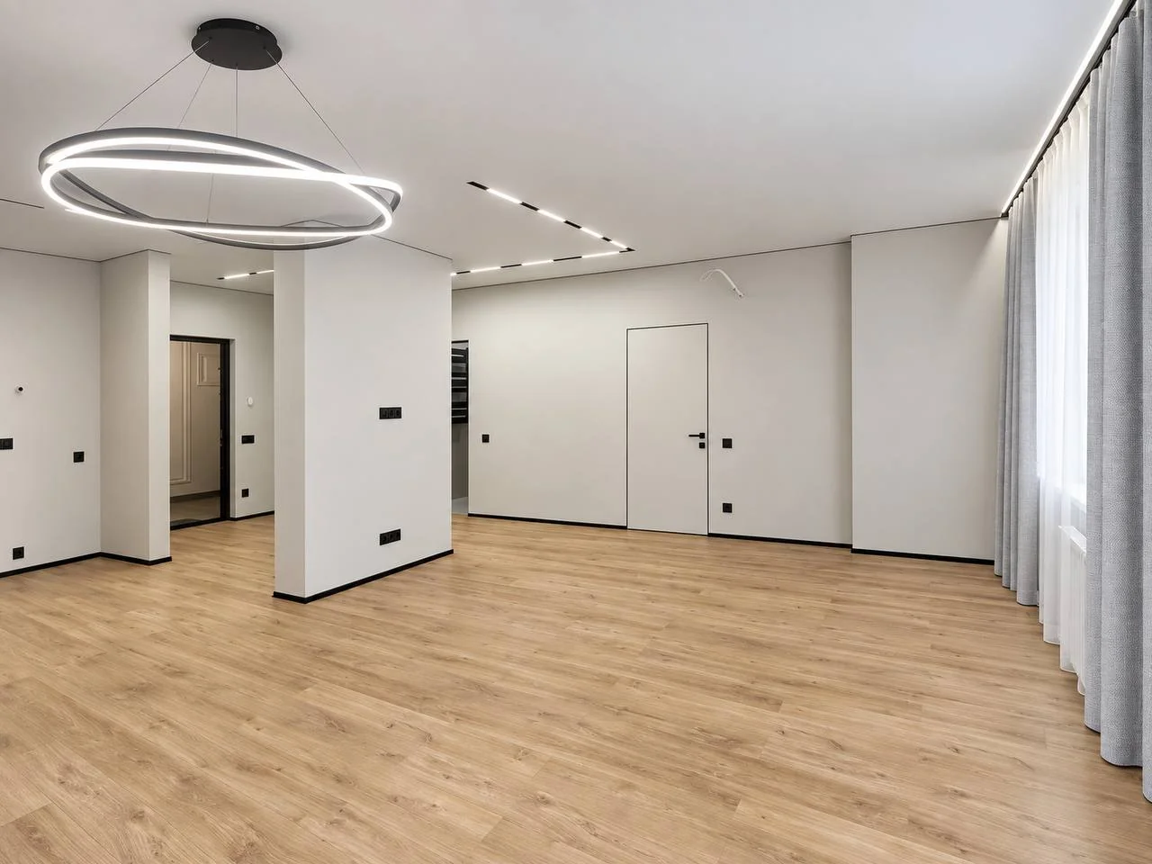 Освітлення та оздоблення житлової кімнати — ЖК Севен, Київ, 65 м²